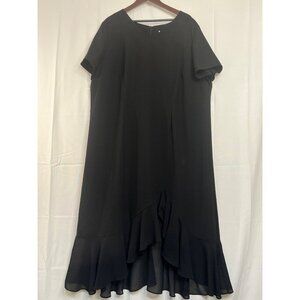 JL Studio Elegant Black Plus Size 24W Maxi Dress Ruffled Hem Flowy Classic Y2K